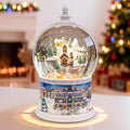 Large Christmas Snow Globes,Village Xmas Lighted Glitter Snow Globes, Musical Box with 8 Songs, 6 Hours Timer Deluxe Carousel Snow Globes