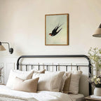 Framed Vintage Bird Wall Art, Sage Green Flying Swallow Pictures Wall Decor, Minimalist Japandi Nature Paintings Canvas Prints Modern Home Decor for Living Room Bedroom Bathroom Office 16x24 Inch