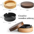 Cute Ashtrays for Cigarettes Ash Tray with Lid DDAJJAJ Wooden Ashtray with Stainless Steel Portable Decorative Ashtray Windproof Ashtray for Home,Patio,Office,Outdoors,Indoor,Parties