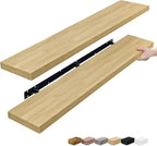 Sorbus Floating Shelves for Wall - 55 Inch Extra-Long Bathroom Shelves, Wall Decor for Bedroom, Kitchen, Living Room, Book Storage - Mounted Floating Shelf with Hidden Brackets (Maple Wood, 2 Pack)