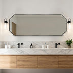 ANDY STAR 18" x 48" Full Length Mirror, Large Black Scalloped Bathroom Mirror, Full Body Wall Mirror with Scalloped Corner Decorative for Bedroom, Living Room (Horizontal or Vertical)