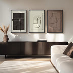 Framed Abstract 3D Textured Wall Art for Living Room, 3 Piece Modern Neutral Artwork for Walls, Brown White Geometric Sandstone Textured Painting for Bedroom, Home Office Decor-Total Size 30x60 Inch