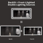 LOAAO 60X30 LED Bathroom Mirror with Lights, Anti-Fog, Dimmable, Backlit + Front Lit, Lighted Bathroom Vanity Mirror for Wall, Memory Function, Tempered Glass, ETL Listed
