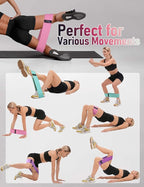 Resistance Bands for Working Out Hip and Legs, Fabric Booty Bands Set, Widen Exercise Bands for Women Men, Pilates Stretch Yoga Starter Set