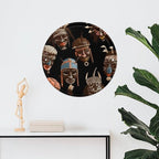 Wall Picture, with African Ritual Ethnic Tribal Printed Circular Iron Hanging Picture,Wall Art Decor,Home for Bedroom Living Room Bathroom Decor,Iron Painting 11.8X11.8 in