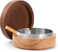 Cute Ashtrays for Cigarettes Outdoor Patio Ash Tray with Lid FriyGardcn Wooden Ashtray with a Stainless Steel Portable Decorative Ash Tray for Home,Office,Indoor,Parties