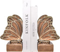 Vintage Brown Butterfly Bookends,Resin Book Ends for Shelves,Heavy Duty Decorative Bookends,Creative Book Stopper Holder Decor for Desk Home Office,Shelf Decoration,Gifts for Mother's Day