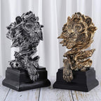 H&W Sandstone Lion Figurines - The King of Beasts - Statue Decoration for Home/Study/Living Room, Great Collectible Figurines, Best Gift for The Man, Silver Color (HH17-D3)