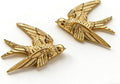 AMOIENSIS Golden Bird Wall Sculpture Art, (Set of 2) 4¾ inch Resin Bird 3D Sculpted Floating Hanging Wall Sculpture Decoration
