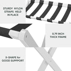 2 Pack Luggage Rack, Folding Luggage Rack for Guest Room, White Bamboo Suitcase Stand Holds up to 131 lb, Luggage Stand with Storage Shelf for Hotel, Bedroom