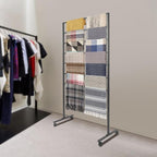 7-Tier Movable Scarf Organizer Holder Accessory Display Stand, Freestanding Metal Organizer Rack for Retail Stores, Towel, Belts, Ties, and Pants