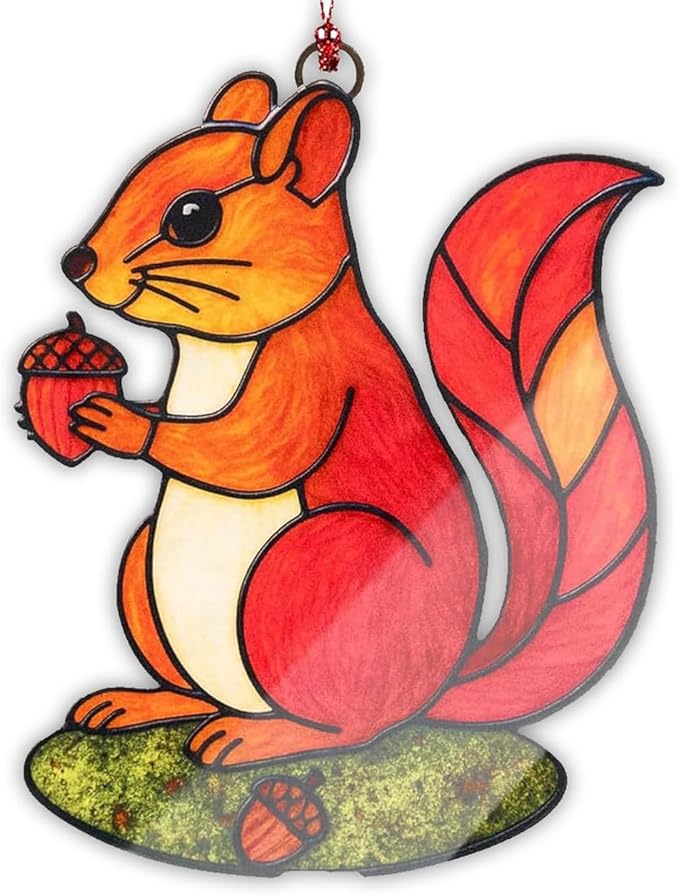 Squirrel Ornament for Tree, Squirrel Christmas Ornaments 2026, Animal Christmas Ornaments, Squirrel Gifts for Women, Woodland Creature Christmas Decor, Suncatcher Holiday Animal Ornaments for Tree