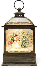 Christmas Snow Globe Lantern with Snowman 8 Music Songs & 6H Timer Water Snow Globe Lantern USB & Battery Operated for Christmas Festival Decorations Gifts (Snowman)