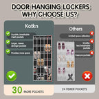 Over the Door Shoe Organizer with 30 Breathable Mesh Pockets - Large Capacity Closet Storage for Men & Women, Hanging Shoe Rack Organizer (Solid black)