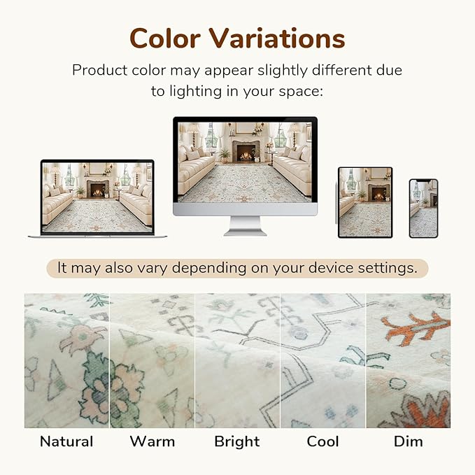 Lessymo Washable Entry Rug, 2x3 Cream Green Small Area Rugs for Bathroom Kitchen Entryway Laundry Bedroom, Non Slip Indoor Entrance Door Mat, Boho Oushak Geometric Floral Decor