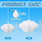 Affrolling 20 Pcs 3D Cloud Decorations Raindrop Decorations Hanging Honeycomb Decor Artificial Fake Cloud Ornaments for Ceiling Birthday Nursery Room Baby Shower Party Decor