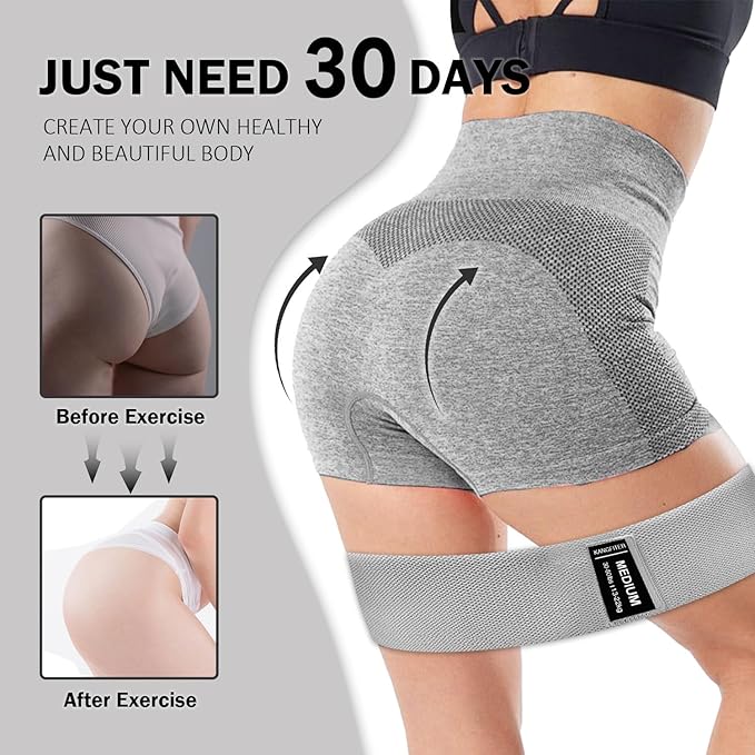 Long and Short Fabric Resistance Bands with Door Anchor, Non-Slip Stretch Booty Bands for Working Out Women & Men, Loop Exercise Elastic Bands for Home Physical Therapy Yoga Pilates