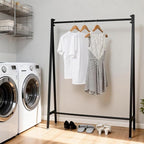 Black Modern Clothing Rack Metal,Retail Clothing Racks for Boutiques,Clothes Racks for Hanging Clothes,59in Industrial Iron Garment Rack