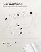 SONGMICS Bamboo Luggage Rack for Guest Room, Set of 2, Folding Suitcase Stand with Fabric Storage Shelf, for Hotel, Bedroom, Heavy-Duty, Holds up to 131 lb, Walnut Brown URLR007D02