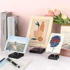 Hipiwe Adjustable Stainless Steel Arm Display Stand Easel with Wooden Base Rocks Crystal Display Easel Holder for Mineral Agate Gemstones Fossils Coral Geodes Plate and Photo, 3.1"x3.1"x4.9"
