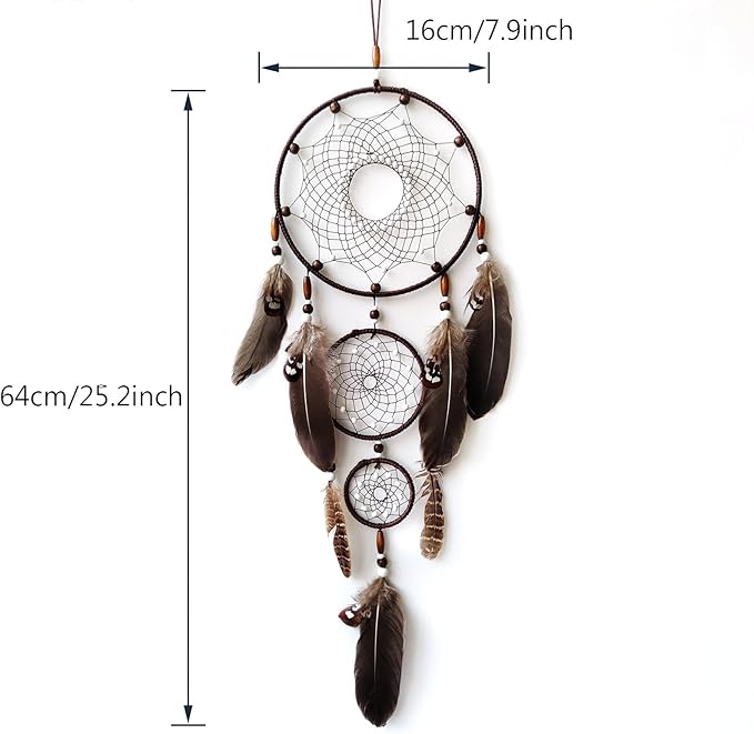 Brown Dream Catcher Large Dream Catchers Wall Decor Handmade Feather Dreamcatcher Wall Hanging Ornament for Bedroom Living Room Home Decor