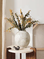 Large White Ceramic Vase - 9.8 Inch Rustic Farmhouse Vase for Home Decor, Minimalist Tall Vases for Living Room, Table, Bathroom, Holiday & Weddings (Sandstone Yellow)