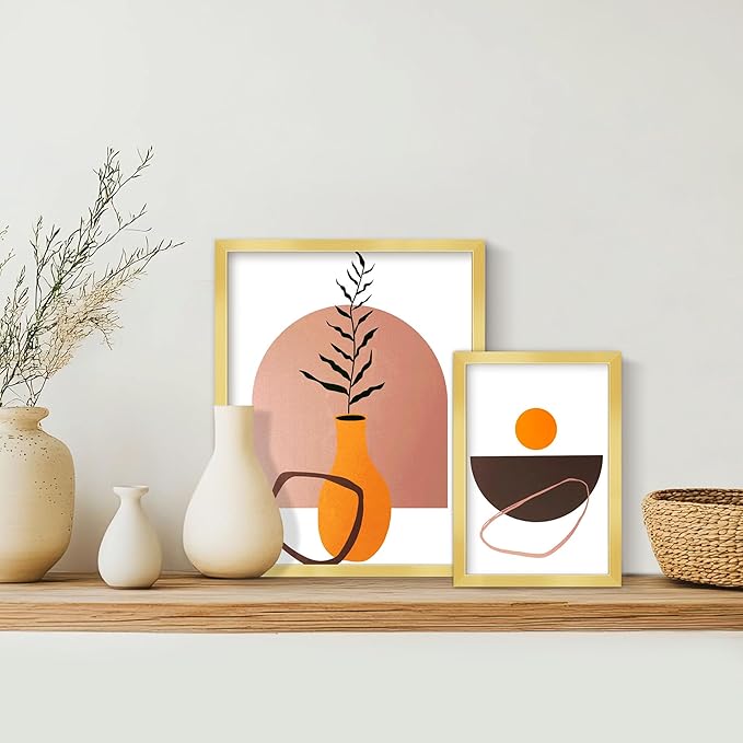 LaVie Home 5 x 7 Picture Frame Gold Set of 10, Display 4x6 with Mat or 5 x 7 Without Mat Picture, Photo Frame Collage for Wall Gallery or Table Deco, Hanging or Tabletop Display