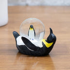 Elanze Designs Yellow Neck Penguin Mommy and Chick Magical Whimsical Tabletop Dresser Nightstand Figurine Miniature 45MM Sturdy Glitter Water Snow Globe Decoration