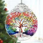 Tree of Life Stained Glass Ornament, Crystal Ornaments for Christmas Tree Decorations, Holiday Presents Idea, Car Hanging Ornaments, Car Charm, Mirror Accessories