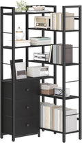 YATINEY Corner Bookshelf, 7 Tier L-Shaped Bookcase with 3 Drawers, Storage Corner Shelf, Freestanding Tall Display Shelf, Industrial Style, for Living Room, Home Office, Black SJ10BB