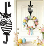 Easter Wreath Hangers for Front Door, Holiday Decorations.Owl Over The Door Hooks 15" Metal Daily Front Door Hangers Sturdy Wreath Holder for Xmas Party Festival Front Porch Home Deco
