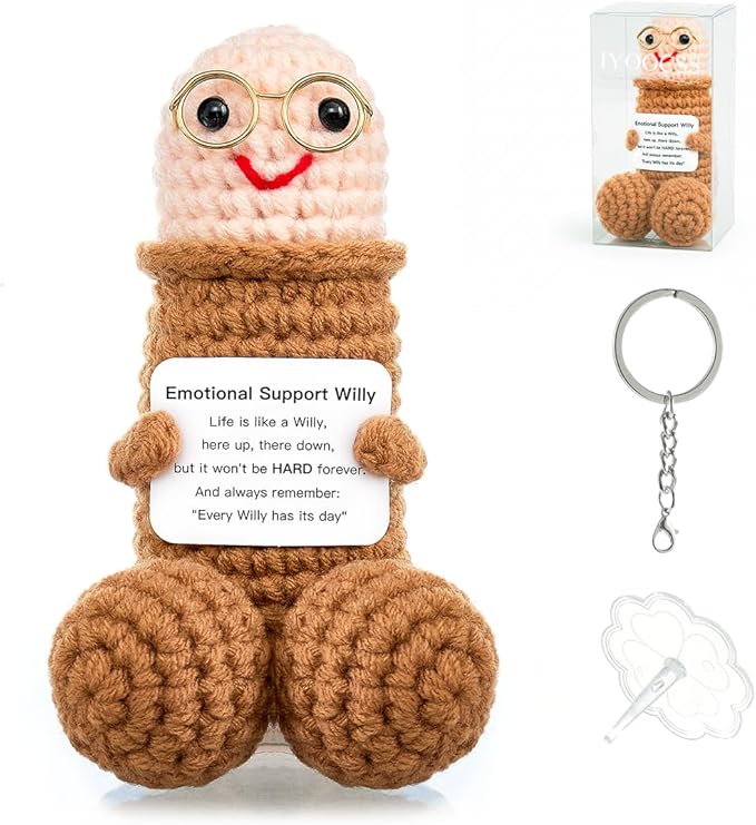 Funny Gag Doll Emotional Support Stuffed Positive Crochet Animals Pickle Gifts for Men Women Brother,Weird Things Stuff Office