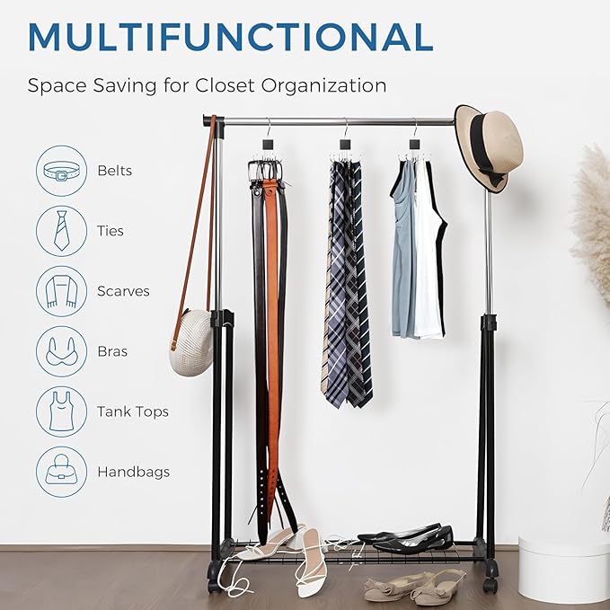 Belt Hanger, 2PCS Belt Organizer for Closet 360° Rotatable Max 48 Belt Storage Rack Space Saving Closet Organizers and Storage for Belt, Bra, Tank Top, Tie, Scarf, Purse