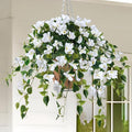 Homsunny Artificial Fake Flowers Plants with Hanging Baskets for Outdoor,4pcs Faux Silk Bougainvillea Silk Vine Flowers for Outdoor/Indoor Artificial Plant for Patio Lawn Garden Decor(White)