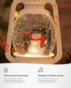 Christmas Snow Globes Snowman Decor, Musical Glitter Globe Light Up 6H Timer Cardinal Mailbox Village Snowman Snow Globe Christmas Decorations
