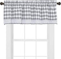 Sweet Home Collection Kitchen Window Curtain Panel Treatment Decorative Buffalo Check Design, Valance, Gray
