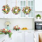 6 PCS Small Spring Floral Kitchen Cabinet Wreath Mini Artificial Sunflowers Daisy Wreath for Front Door with Burlap Ribbon Wide Flower Hanging Farmhouse Wreaths for Porch Wall Window Decor