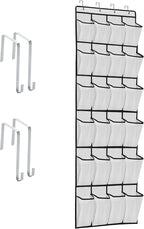 ZHXNBXX Over The Door Shoe Organizers with 24 Mesh Pockets Shoe Organizer Storage Hanging SimpleHouseware Shoe Holder for Rack (White)