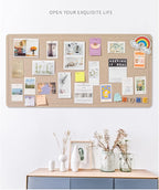 2Pcs Foldable Large Felt Bulletin Board - 36'' x 18'', Decorative Picture Framed Display Board with 70 Rose Pins for School, Home, Kitchen & Office Walls