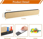 8Pcs Rectangle Felt Cork Board Bar Strips with 35 Pushpins, Self-Adhesive Bulletin Board Strips for Office School Home Wall Decor Stickers Memos Schedules Photos Display -Gradual Blue