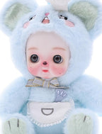 6" Hand-Painted Porcelain Face Doll with Acrylic Cotton Body, Small Ceramic Collectible Doll for Shelf & Desk Decor, Aesthetic Home Display, Collectors & Unique Birthday Gift (Blue)