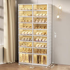 Collapsible Shoe Rack Organizer 9 Tiers-36 Pairs Foldable Shoe Cabinet with Doors, Large Plastic Folding Shoe Cabinet, Easy Assembly Shoe Shelves Organizer for Entryway, Living Room