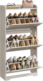 VASAGLE Shoe Cabinet with 3 Flip Drawers, Shoe Organizer, Adjustable and Removable Dividers, Holds 12-20 Pairs, Entryway, 9.4 x 23.6 x 47.7 Inches, Oatmeal Beige ULBC036LN02S