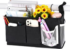 Loghot Bedside Caddy/Bedside Storage Bag Hanging Organizer for Bunk and Hospital Beds,Dorm Rooms Bed Rails,Can be Placed Glasses,Books,Mobile Phones,Keys (New Black-1)