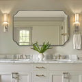 ANDY STAR 30x48 Inch Brushed Nickel Mirror, Large Silver Rectangle Mirror, Unique Scalloped Edge Design with Anti-Rust Stainless Steel Metal 1’’ Frame, Wall Mounts Vertically or Horizontally