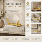 Gold Reading Statue Style A, Abstract Reader Figurine, Resin Book Decor for Bookshelf, Coffee Table, Desk Shelf Decor, Gift for Book Lovers