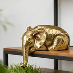 Braxio Elephant Statue Home Decor Indoor - Resin Abstract Golden Elephant Sculpture for Shelf Desk Table Office Living Room Bedroom Desktop Farmhouse Decoration Gift 7 x 4.4 x 5.3 Inch