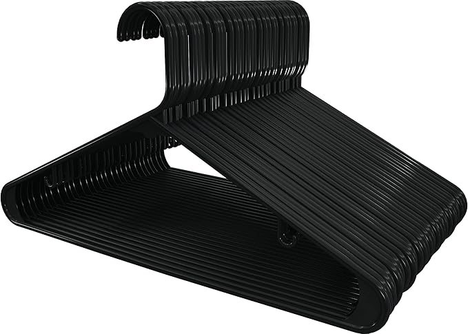 Utopia Home Plastic Hangers 30 Pack - Clothes Hanger with Hooks - Durable & Space Saving (Black)