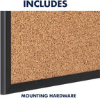 Quartet Cork Bulletin Board 36"W x 24"H Pin Board, Black Aluminum Frame (2303B)