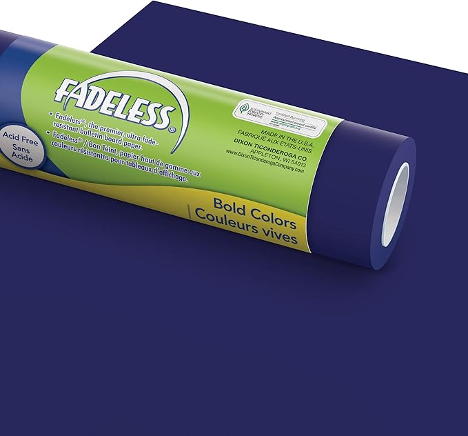 Fadeless Bulletin Board Paper, Fade-Resistant Paper for Classroom Decor, 48” x 200’, Rich Dark Blue, 1 Roll